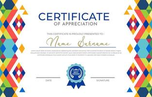 Certificate Template with Flat Geometric Pattern vector