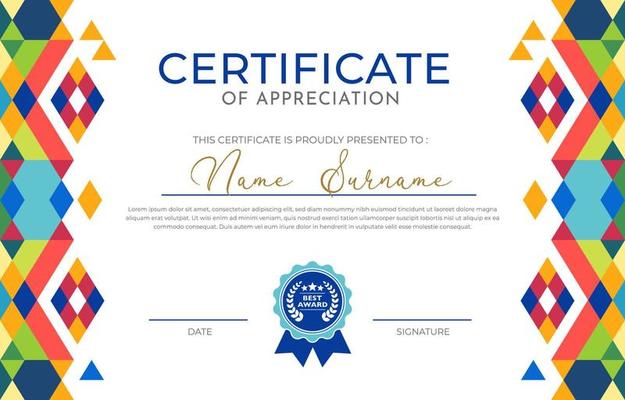 Certificate Template with Flat Geometric Pattern