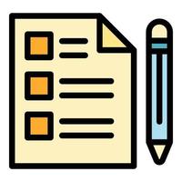 Document pen icon color outline vector