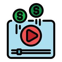 Video monetization icon color outline vector
