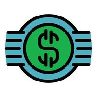 Business dollar icon color outline vector