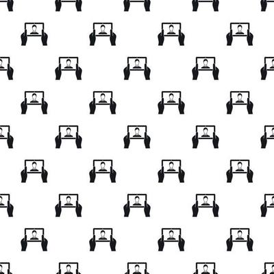 Man taking selfie using tablet pattern