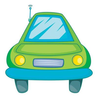 Car with wifi sign i icon, cartoon style