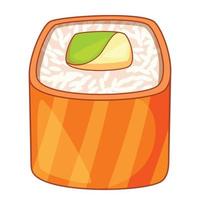 Roll with salmon icon, cartoon style vector