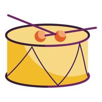 Drum and drum sticks icon, cartoon style vector