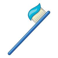 cepillo de dientes con icono de pasta de dientes, estilo de dibujos animados vector