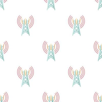 Tower with telecommunications equipment pattern seamless vector