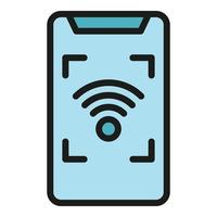 Phone wifi internet icon color outline vector