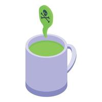 vector isométrico del icono del problema de la taza. mareo vértigo