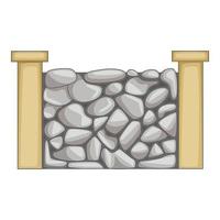 Stone fence icon, cartoon style vector