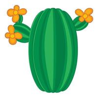 Flowering cactus icon, cartoon style vector