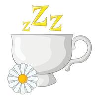 Chamomile tea icon, cartoon style vector