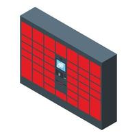 Street self-service parcel delivery locker icon isometric vector