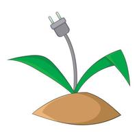 Wire plug icon, cartoon style vector