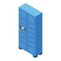 Self-service parcel delivery wardrobe icon isometric vector. Home package vector