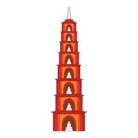 Tran Quoc Pagoda in Hanoi icon, cartoon style vector