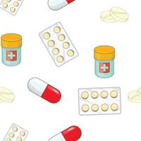 Treatment tablets pattern, cartoon style vector