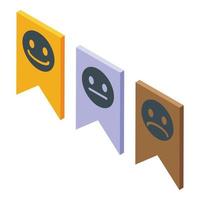 Satisfaction level flags icon isometric vector. Customer feedback vector