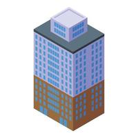 vector isométrico del icono del edificio de varios pisos de la casa. Manzana de la ciudad