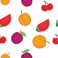 Orchard fruits pattern, cartoon style vector