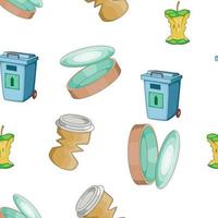 Types of waste pattern, cartoon style vector