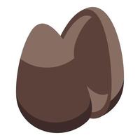 icono de medio huevo de chocolate vector isométrico. caramelo oscuro