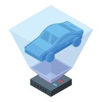 vector isométrico del icono del holograma del coche. proyección digital