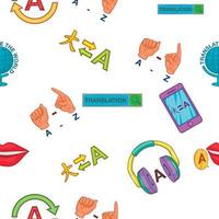Foreign language pattern, cartoon style vector