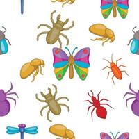 Types of insects pattern, cartoon style vector