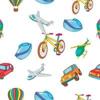 Types of transport pattern, cartoon style vector