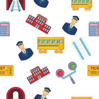 Railway transport pattern, cartoon style vector