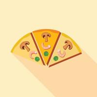 Slices of pizza with champignons mushrooms icon vector