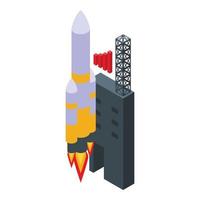 Spacecraft launch icon isometric vector. Rocket ship vector