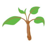 Tree branch icon isometric vector. Small tree branch with green leaf icon vector