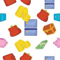 Cash pattern, cartoon style vector