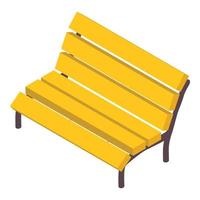 Outdoor bench icon isometric vector. New yellow empty wooden bench with backrest vector