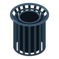 Street urn icon isometric vector. New black empty freestanding round metal urn vector