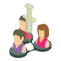 Vaccination concept icon isometric vector. Several people and disposable syringe vector