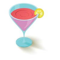 Cocktail with a slice of lemon icon vector