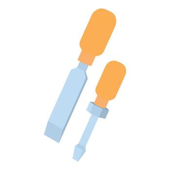 icono de equipo de taller vector isométrico. icono de cincel y destornillador de carpintería