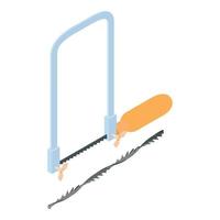 Coping saw icon isometric vector. Classical coping saw and spiral jigsaw blade vector