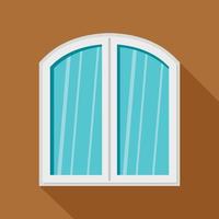 White window arched frame icon, flat style vector