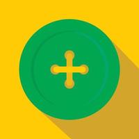 Green sewing button icon, flat style vector