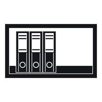 Office folders on the shelf icon, simple style vector