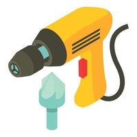 Electric drill icon isometric vector. Yellow electric drill and countersink icon vector