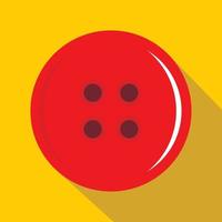 Red sewing button icon, flat style vector