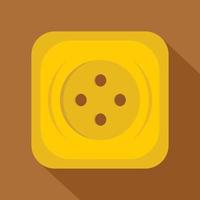 icono de botón de costura cuadrado amarillo, estilo plano vector