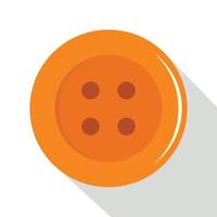 Orange sewing button icon, flat style vector