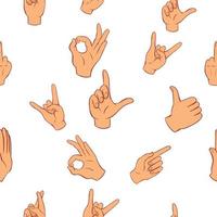 Hand pattern, cartoon style vector