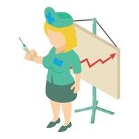 Vaccination icon isometric vector. Nurse with syringe and vaccination schedule vector